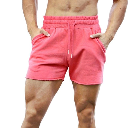 Men's Solid Gym Athletic Fitted Training Bodybuilding Shorts