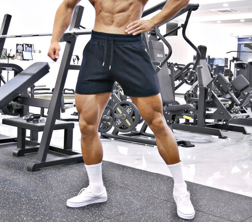 Men's Solid Gym Athletic Fitted Training Bodybuilding Shorts