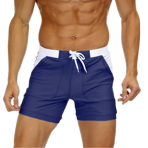 Men's Solid Swim Sport Swim Trunks with Pockets