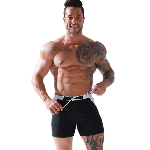 Men's Solid Swim Sport Swim Trunks with Pockets