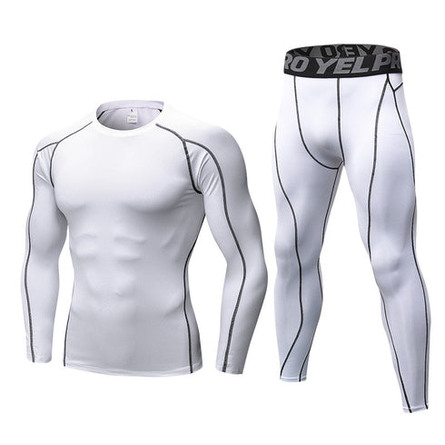 Men's Sport Long Sleeve Shirt Pants Two Piece Shapewear