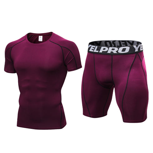 Men's Sport T-shirt Shaping Boxer Shorts Two Piece Shapewear