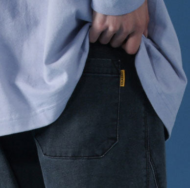 Men's Stitching Patch Plus Size Denim Joggers Casual Trousers