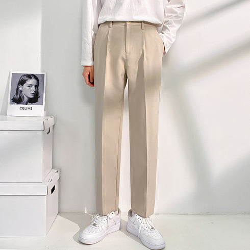 Men's Straight Fit Pleat-Front Dress Pants