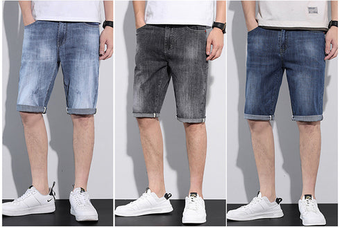 Men's Straight Five Pocket Casual Jean Denim Shorts