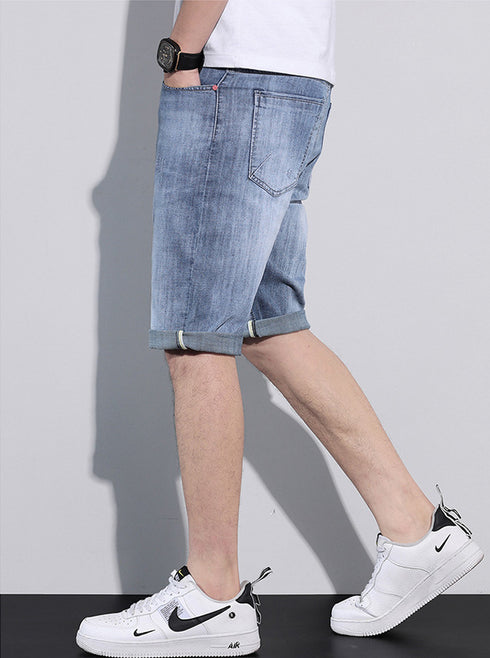 Men's Straight Five Pocket Casual Jean Denim Shorts