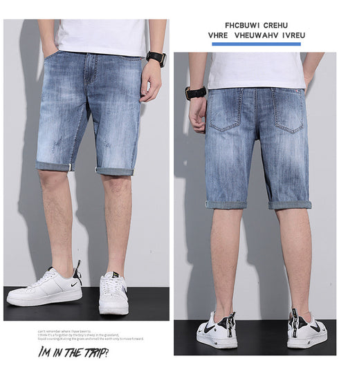 Men's Straight Five Pocket Casual Jean Denim Shorts