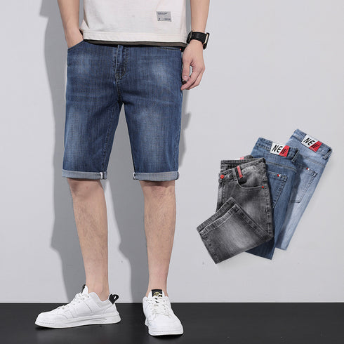 Men's Straight Five Pocket Casual Jean Denim Shorts