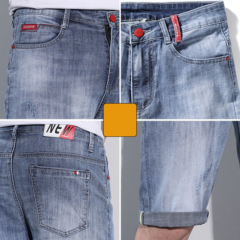 Men's Straight Five Pocket Casual Jean Denim Shorts