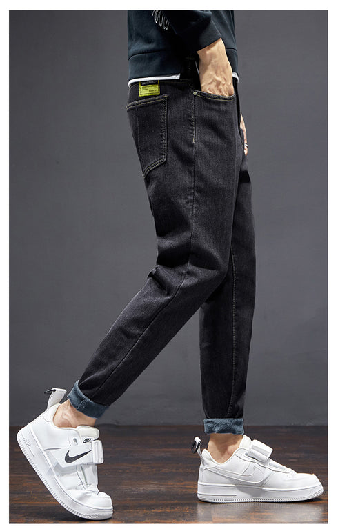 Men's Streetwear Fleece-Lined Straight Fit Denim Jeans