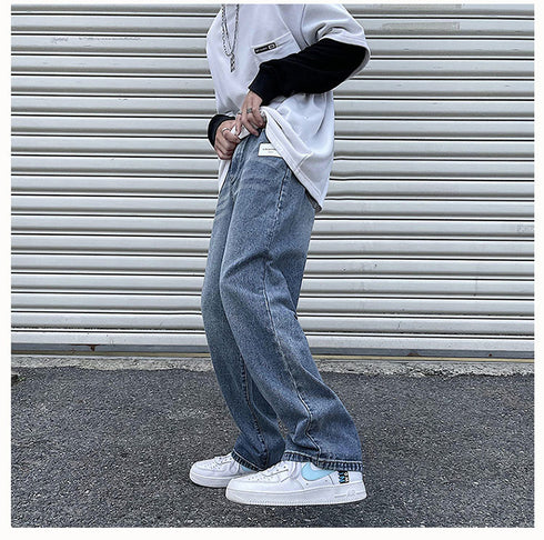 Men's Streetwear Jeans Loose Straight Fit Denim Pants