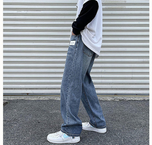 Men's Streetwear Jeans Loose Straight Fit Denim Pants