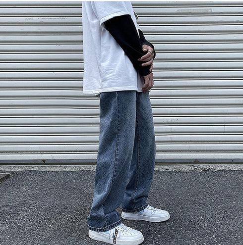 Men's Streetwear Jeans Loose Straight Fit Denim Pants