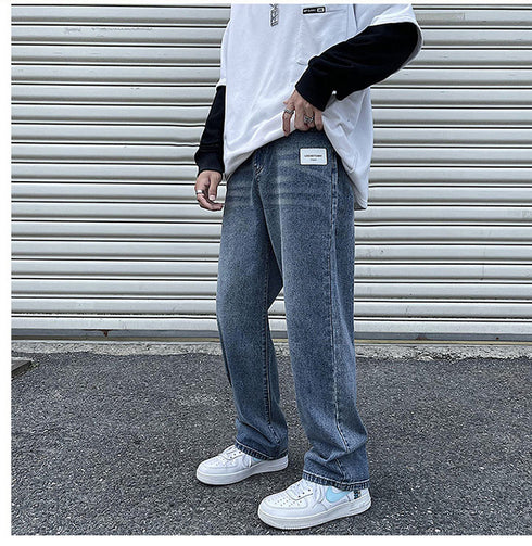 Men's Streetwear Jeans Loose Straight Fit Denim Pants