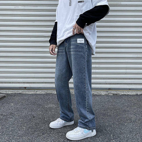 Men's Streetwear Jeans Loose Straight Fit Denim Pants