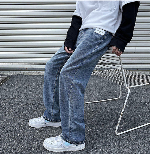 Men's Streetwear Jeans Loose Straight Fit Denim Pants