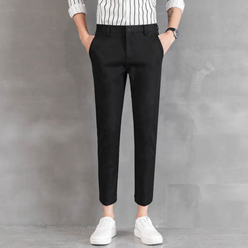 Men's Stretch Pleat-Front Cropped Plus Size Dress Pants