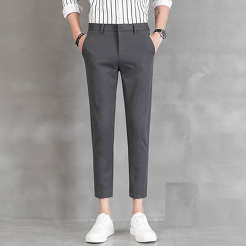 Men's Stretch Pleat-Front Cropped Plus Size Dress Pants