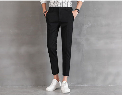 Men's Stretch Pleat-Front Cropped Plus Size Dress Pants