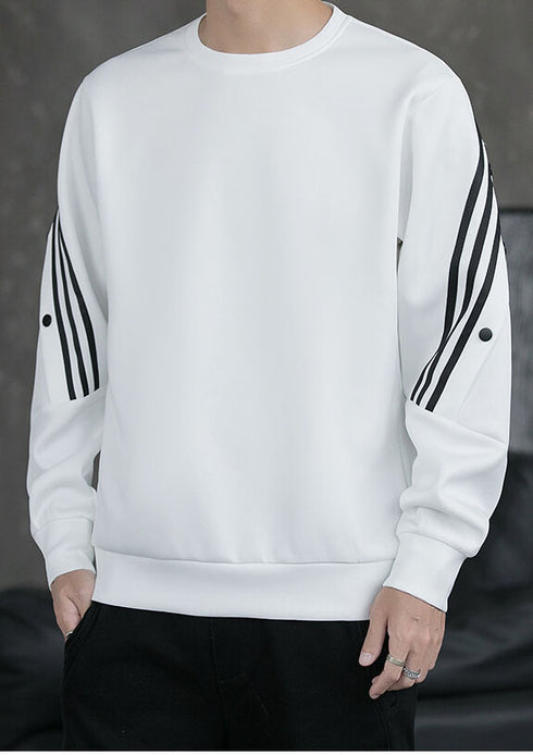 Men's Striped Fleece-Lined Casual Workout Pullover Sweatshirts