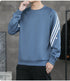 Men's Striped Fleece-Lined Casual Workout Pullover Sweatshirts