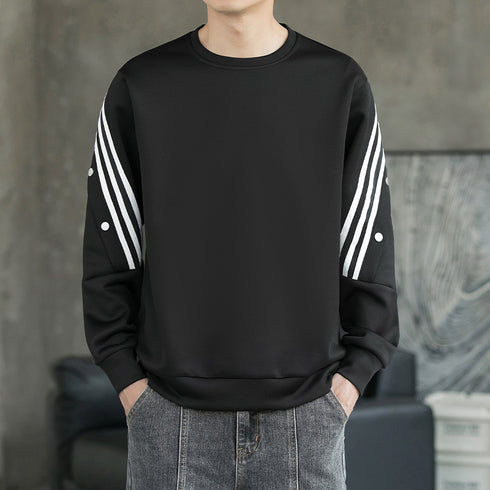 Men's Striped Fleece-Lined Casual Workout Pullover Sweatshirts