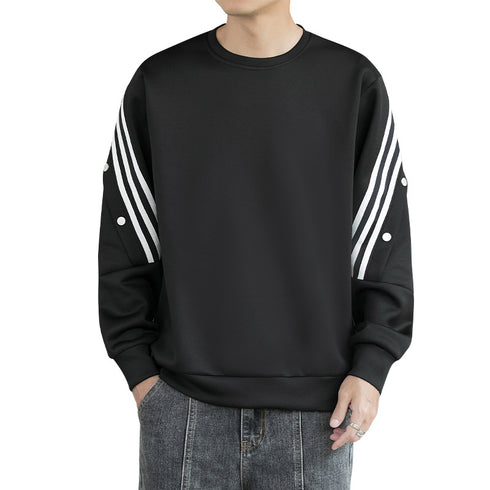 Men's Striped Fleece-Lined Casual Workout Pullover Sweatshirts
