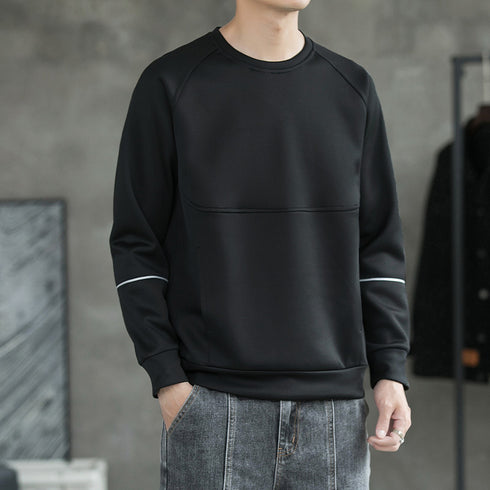 Men's Striped Fleece-Lined Casual Workout Pullover Sweatshirts