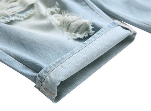 Men's Summer Distressed Casual Straight Denim Jean Shorts