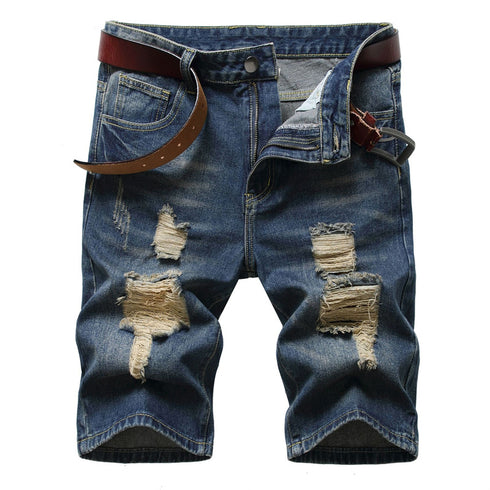 Men's Summer Distressed Casual Straight Denim Jean Shorts