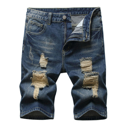 Men's Summer Distressed Casual Straight Denim Jean Shorts