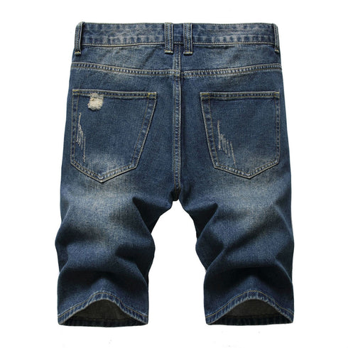 Men's Summer Distressed Casual Straight Denim Jean Shorts