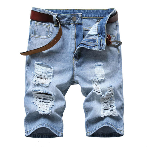 Men's Summer Distressed Casual Straight Denim Jean Shorts