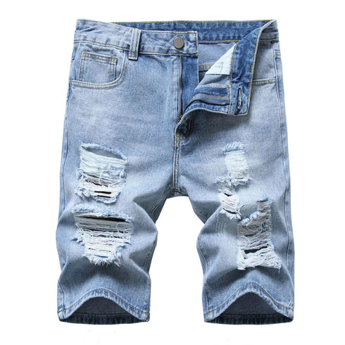 Men's Summer Distressed Casual Straight Denim Jean Shorts