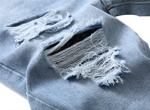 Men's Summer Distressed Casual Straight Denim Jean Shorts