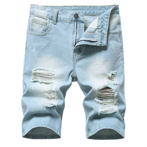 Men's Summer Distressed Casual Straight Denim Jean Shorts