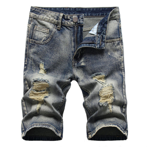 Men's Summer Distressed Casual Straight Denim Jean Shorts