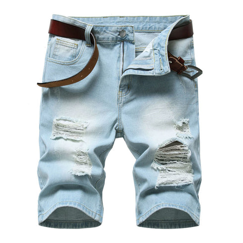 Men's Summer Distressed Casual Straight Denim Jean Shorts