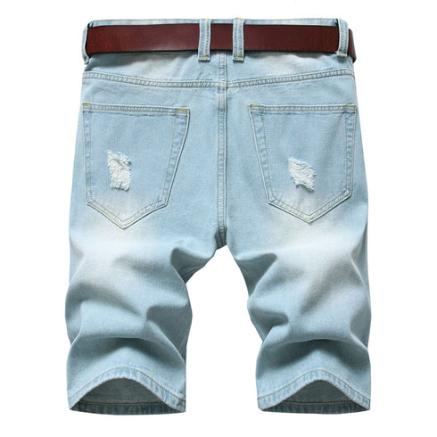 Men's Summer Distressed Casual Straight Denim Jean Shorts