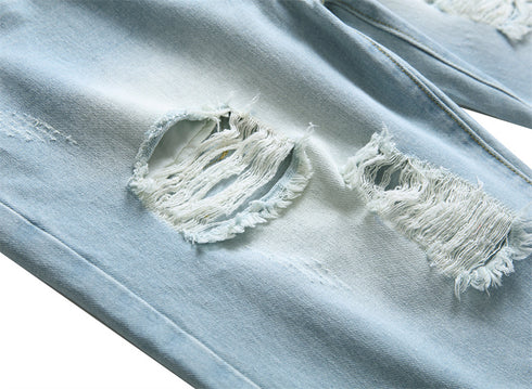 Men's Summer Distressed Casual Straight Denim Jean Shorts