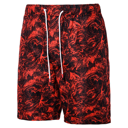 Men's Summer Printed Casual Beach Shorts With Drawstring