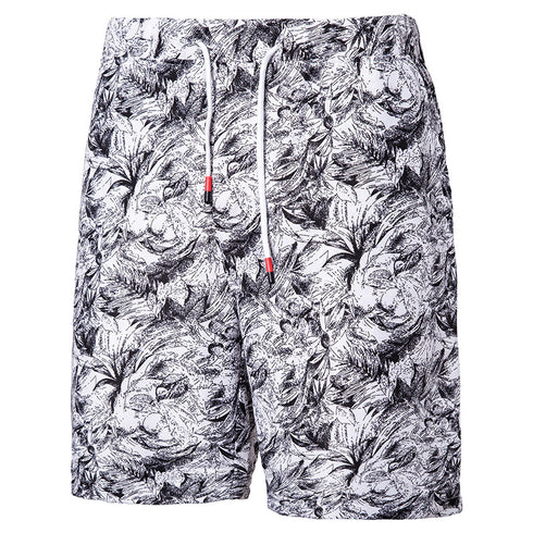 Men's Summer Printed Casual Beach Shorts With Drawstring