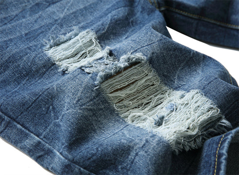 Men's Summer Slim Fit Holes Casual Denim Jean Shorts