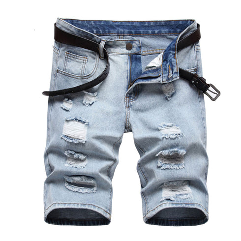 Men's Summer Slim Fit Holes Casual Denim Jean Shorts