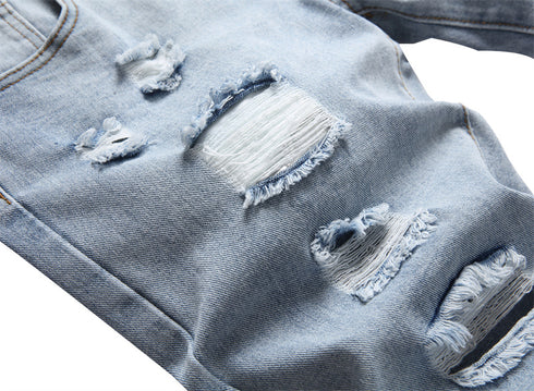 Men's Summer Slim Fit Holes Casual Denim Jean Shorts