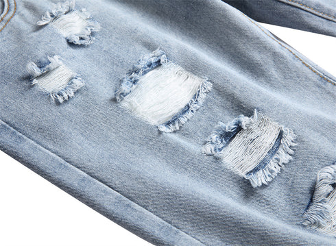 Men's Summer Slim Fit Holes Casual Denim Jean Shorts