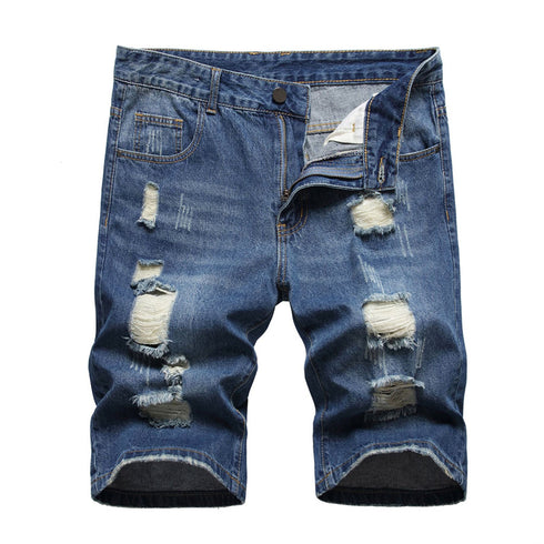 Men's Summer Slim Fit Holes Casual Denim Jean Shorts
