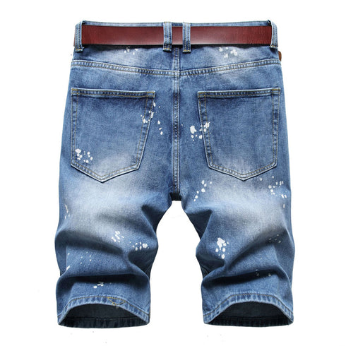 Men's Summer Slim Fit Holes Casual Denim Jean Shorts
