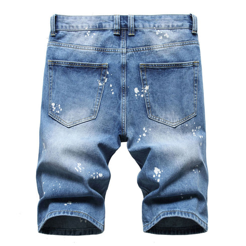Men's Summer Slim Fit Holes Casual Denim Jean Shorts