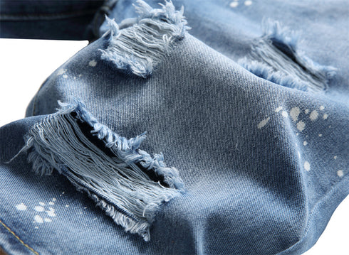 Men's Summer Slim Fit Holes Casual Denim Jean Shorts